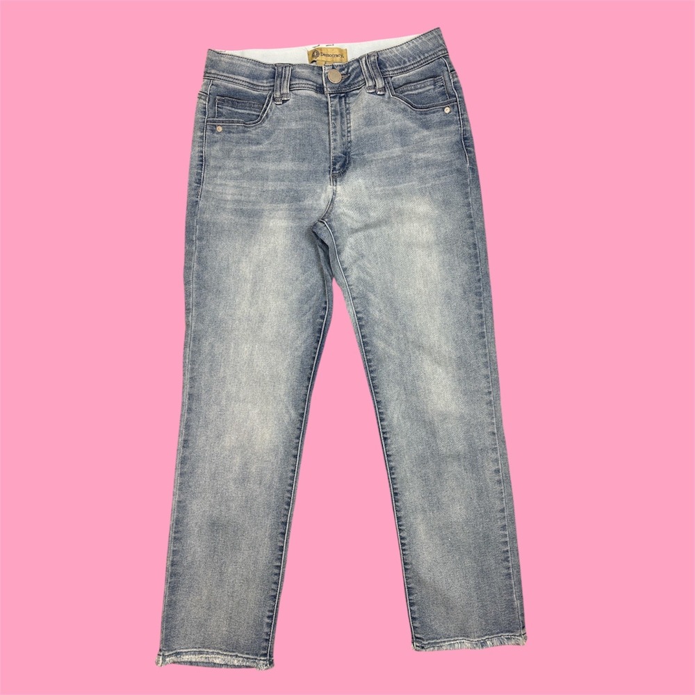 Democracy Jeans W Size 8 Lt Wash Pink Thread Distr Frayed Hem "Ab" Techn Skinny